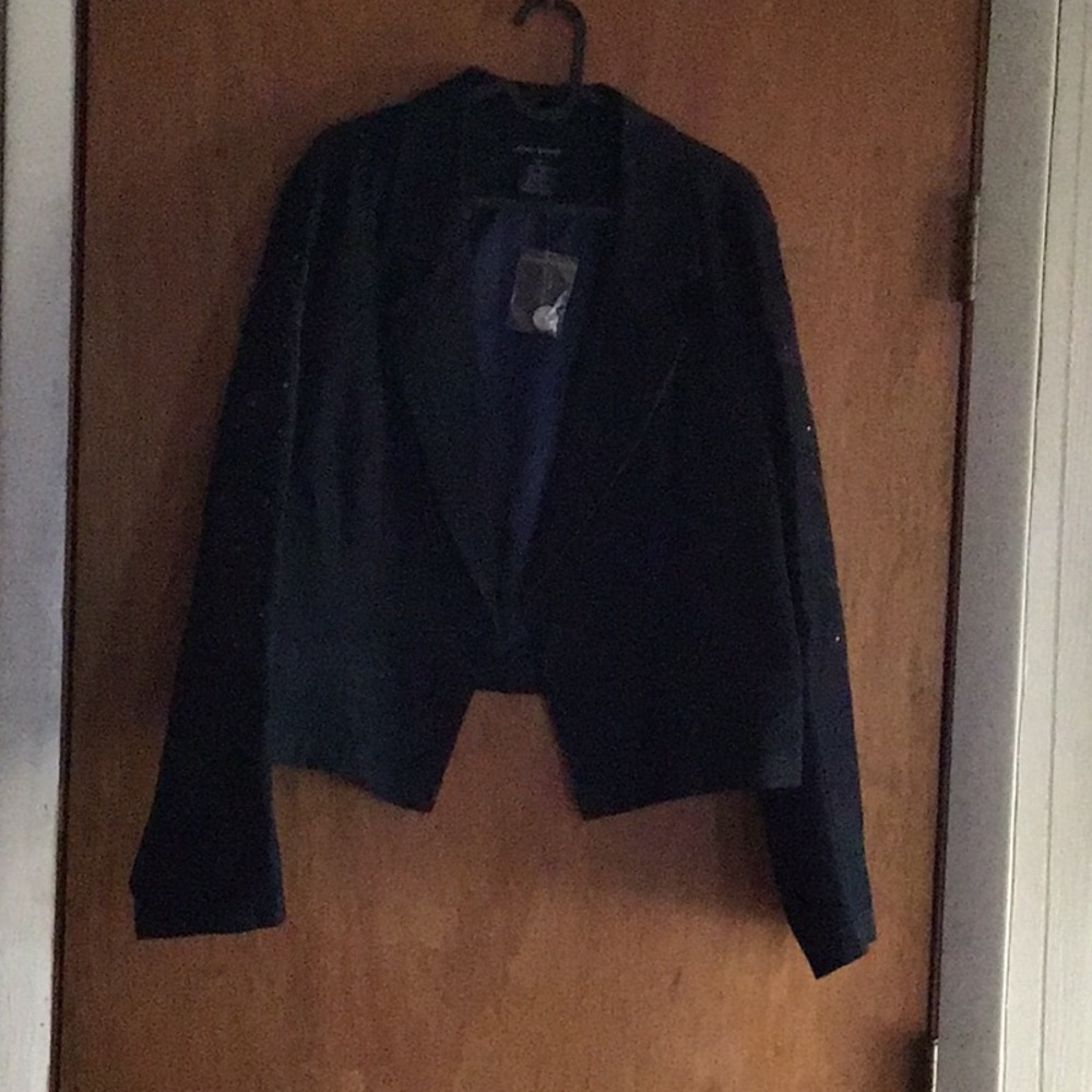 Cropped denim blazer by Ashley Stewart